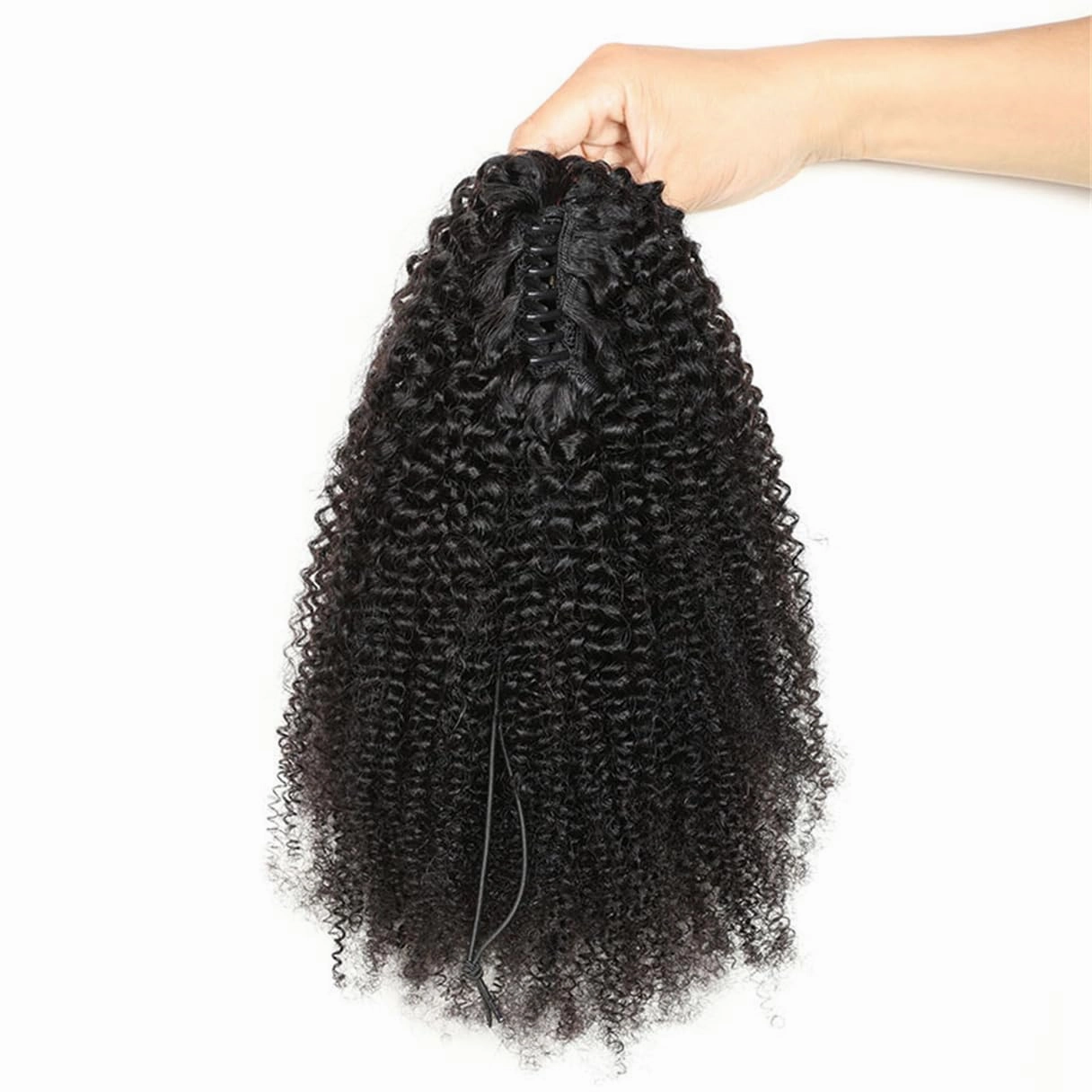 Ponytail Extensions Claw 8" Afro curly 4B-4C Clip Hairpiece One Piece A Jaw Short Pony Tails for Women Natural Black Human Hair