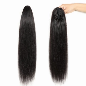 Ponytail Extensions Claw 8" Straight Clip Hairpiece One Piece A Jaw Short Pony Tails for Women Natural Black Human Hair