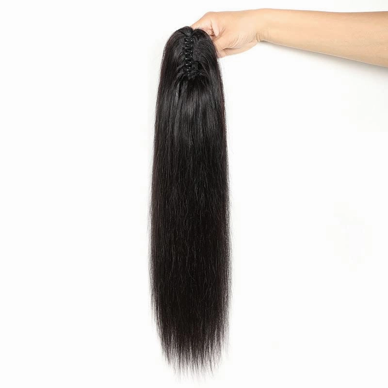 Ponytail Extensions Claw 8" Straight Clip Hairpiece One Piece A Jaw Short Pony Tails for Women Natural Black Human Hair