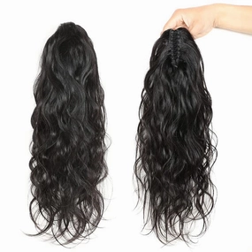 Ponytail Extensions Claw 8" Wavy Clip Hairpiece One Piece A Jaw Short Pony Tails for Women Natural Black Brazilian Body Wave Human Hair