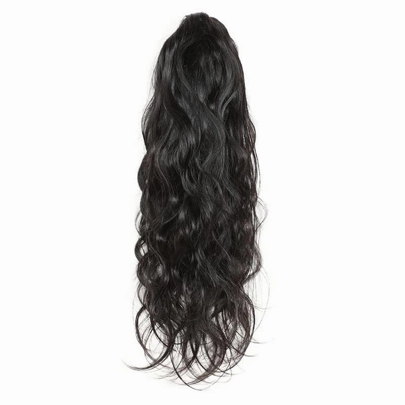 Ponytail Extensions Claw 8" Wavy Clip Hairpiece One Piece A Jaw Short Pony Tails for Women Natural Black Brazilian Body Wave Human Hair