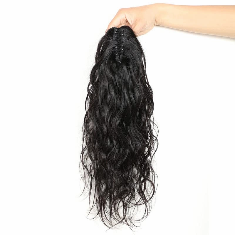 Ponytail Extensions Claw 8" Wavy Clip Hairpiece One Piece A Jaw Short Pony Tails for Women Natural Black Brazilian Body Wave Human Hair