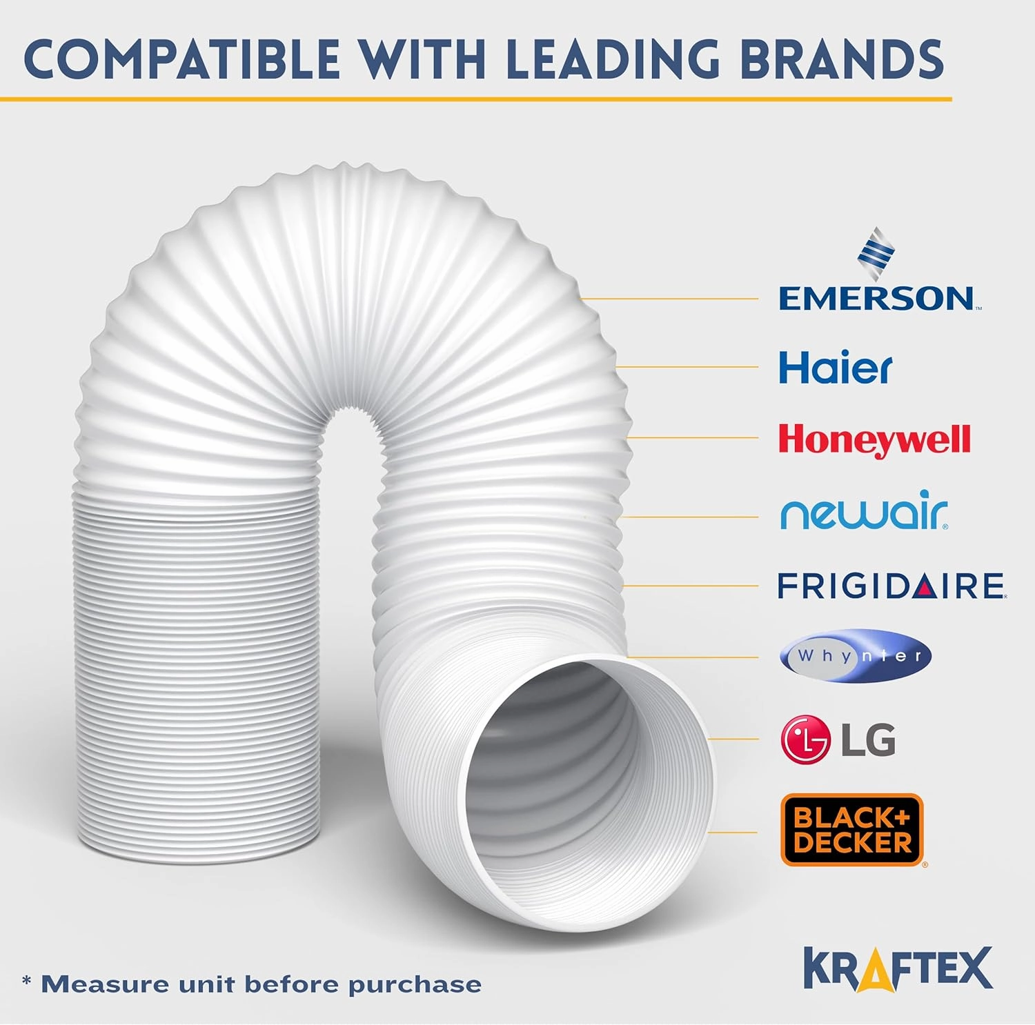 Portable Air Conditioner Hose - AC Hose with 5" Diameter, Anti-Clockwise Thread & Length up to 80" - Exhaust Hose for Portable Air Conditioner Vent Compatible with Delonghi & LG Air Conditioner Parts