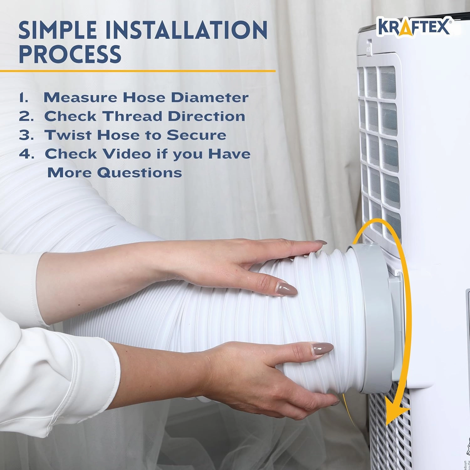 Portable Air Conditioner Hose - AC Hose with 5" Diameter, Anti-Clockwise Thread & Length up to 80" - Exhaust Hose for Portable Air Conditioner Vent Compatible with Delonghi & LG Air Conditioner Parts