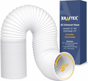 Portable Air Conditioner Hose - AC Hose with 5" Diameter, Anti-Clockwise Thread & Length up to 80" - Exhaust Hose for Portable Air Conditioner Vent Compatible with Delonghi & LG Air Conditioner Parts