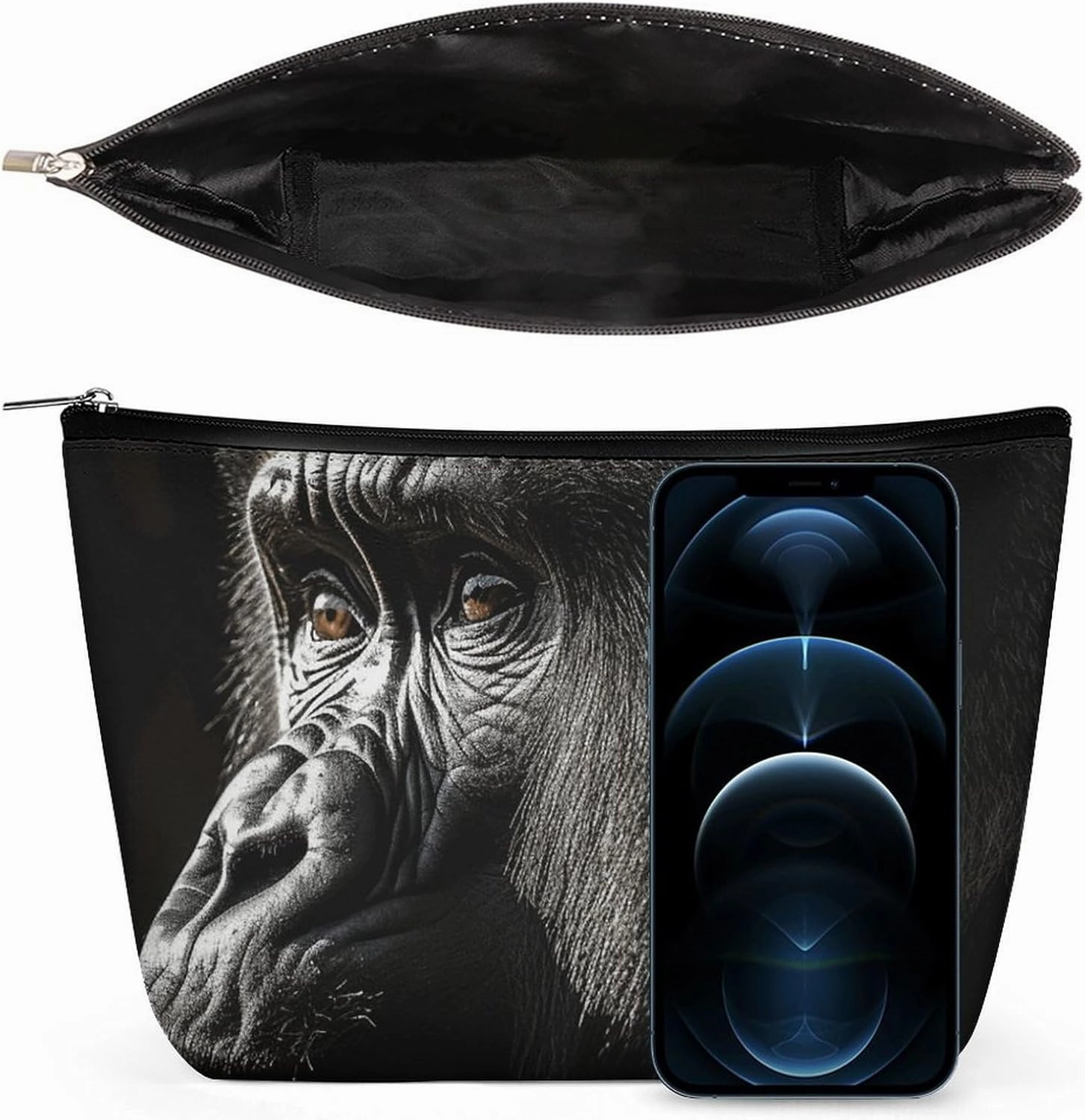 Portable Small Cosmetic Bag Cute Travel Makeup Bag An Adult Gorilla Waterproof Toiletry Bag for Women
