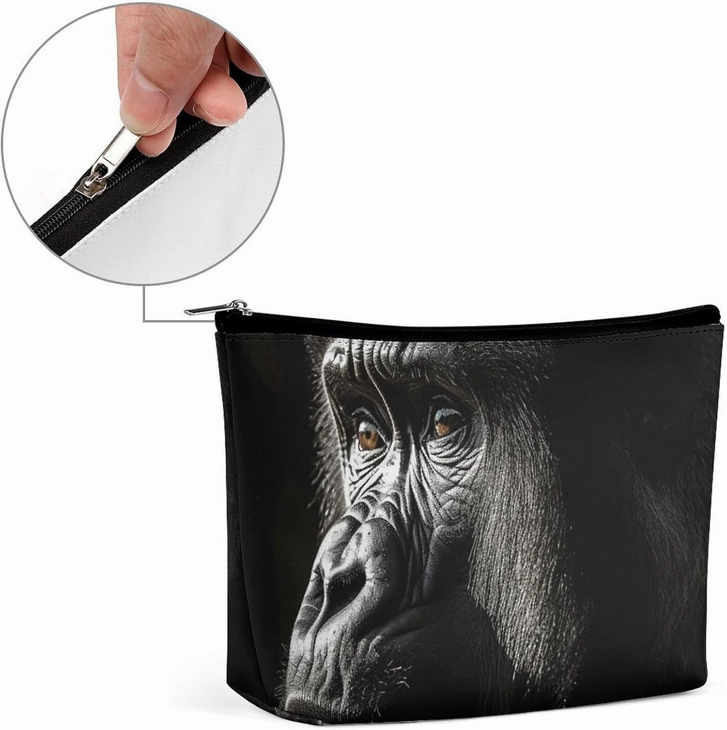 Portable Small Cosmetic Bag Cute Travel Makeup Bag An Adult Gorilla Waterproof Toiletry Bag for Women
