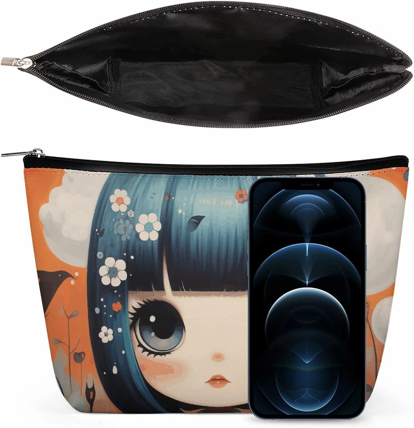 Portable Small Cosmetic Bag Cute Travel Makeup Bag Anime Pictures Waterproof Toiletry Bag for Women