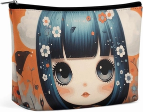 Portable Small Cosmetic Bag Cute Travel Makeup Bag Anime Pictures Waterproof Toiletry Bag for Women