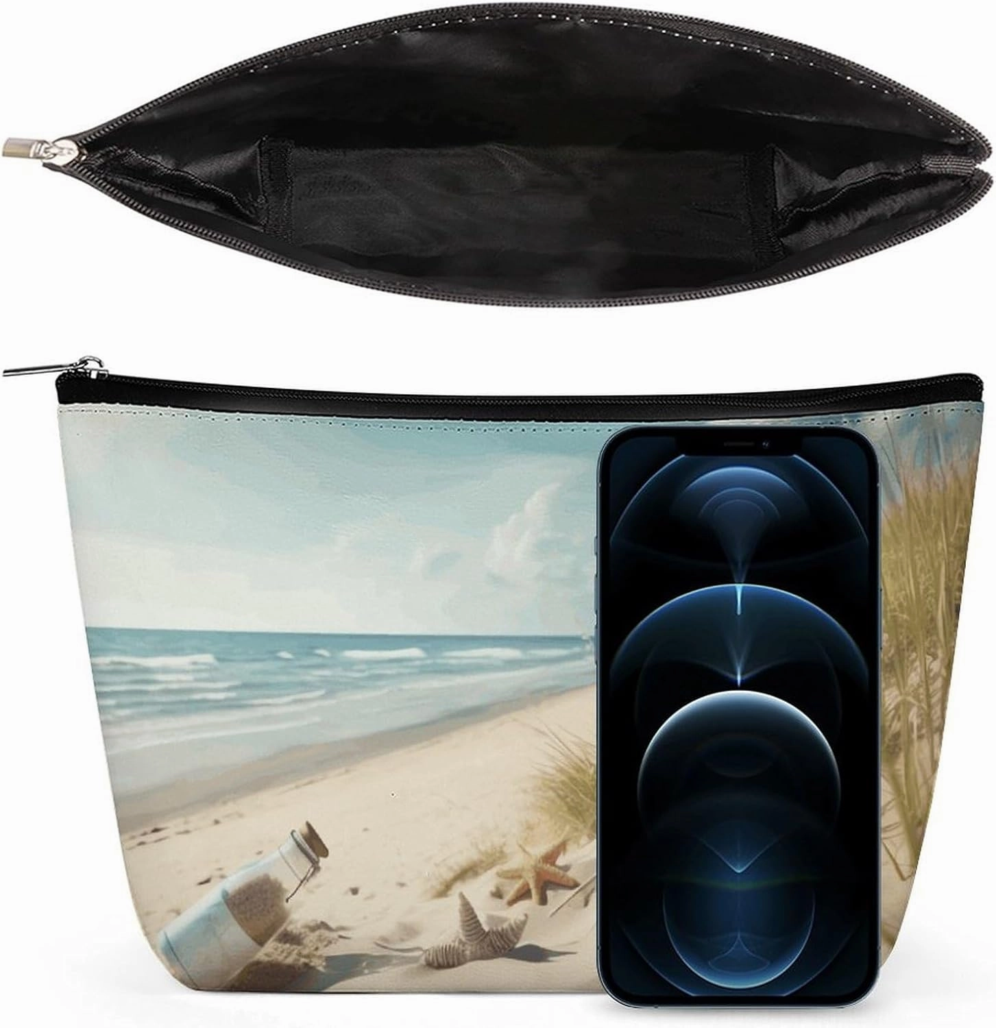 Portable Small Cosmetic Bag Cute Travel Makeup Bag Beach Seaside Waterproof Toiletry Bag for Women