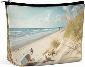 Portable Small Cosmetic Bag Cute Travel Makeup Bag Beach Seaside Waterproof Toiletry Bag for Women