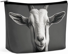 Portable Small Cosmetic Bag Cute Travel Makeup Bag Black And White Goat Waterproof Toiletry Bag for Women