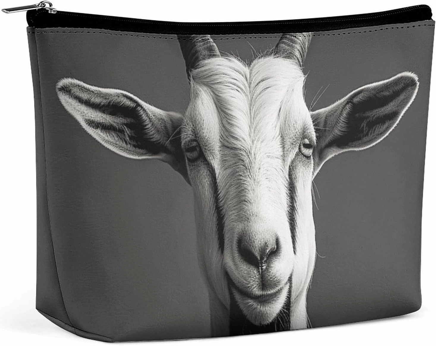 Portable Small Cosmetic Bag Cute Travel Makeup Bag Black And White Goat Waterproof Toiletry Bag for Women