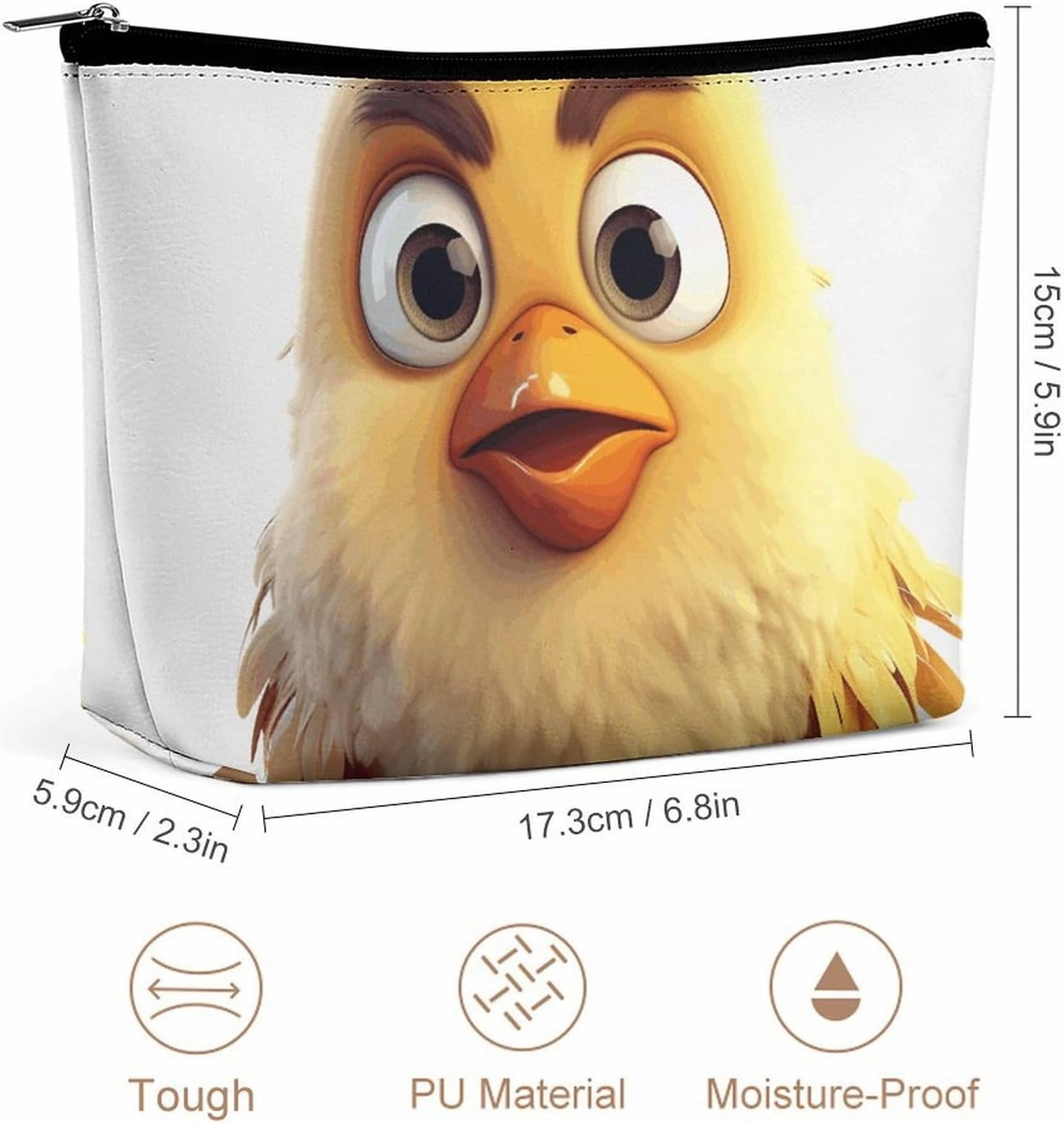 Portable Small Cosmetic Bag Cute Travel Makeup Bag Cartoon Chicken Waterproof Toiletry Bag for Women