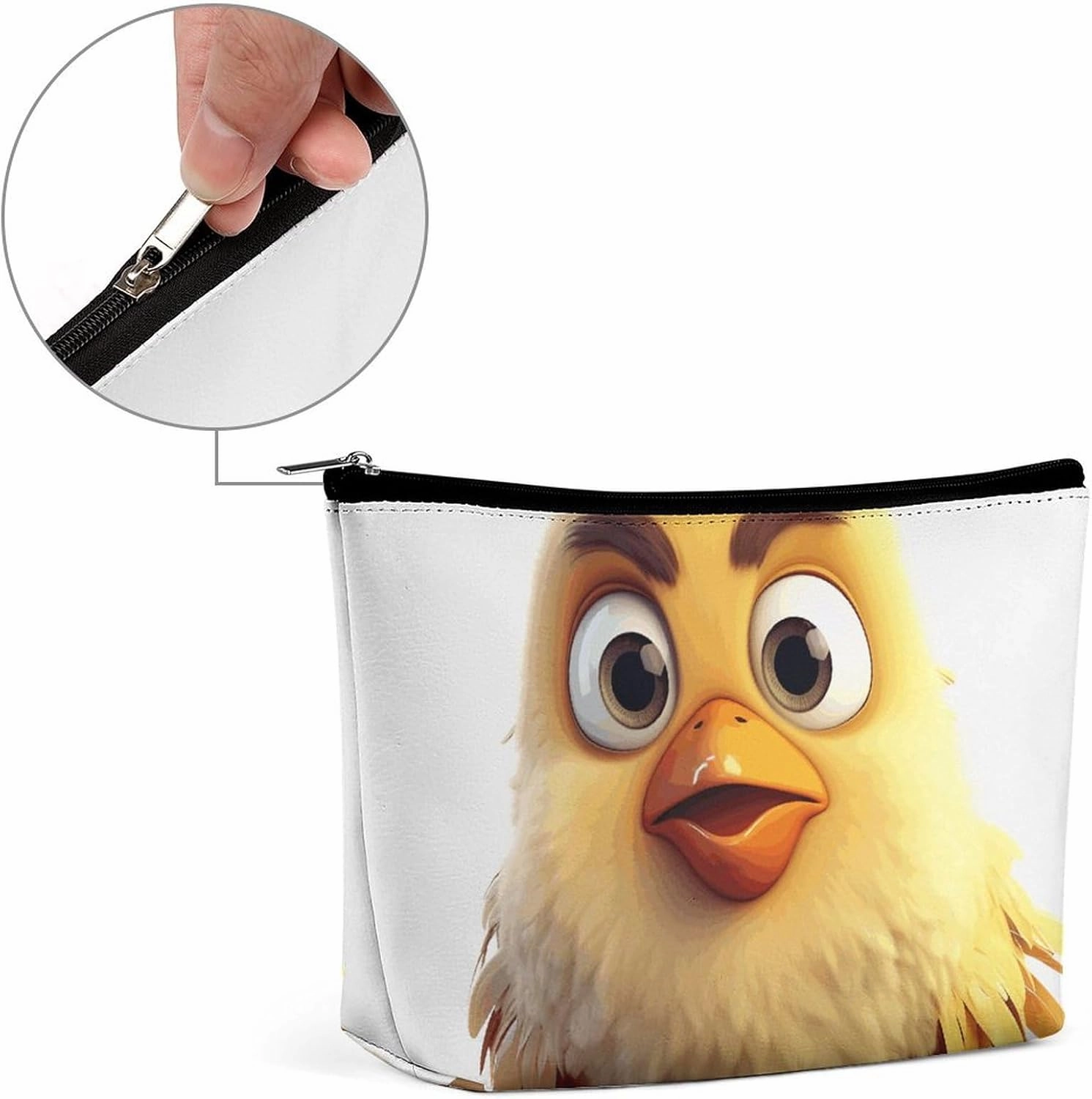 Portable Small Cosmetic Bag Cute Travel Makeup Bag Cartoon Chicken Waterproof Toiletry Bag for Women