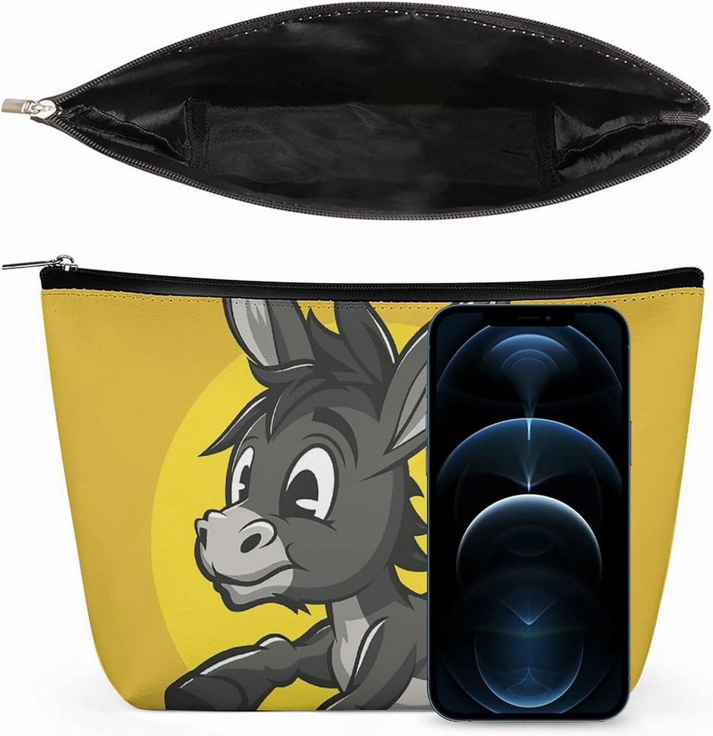 Portable Small Cosmetic Bag Cute Travel Makeup Bag Cartoon Donkey Image Waterproof Toiletry Bag for Women