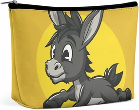 Portable Small Cosmetic Bag Cute Travel Makeup Bag Cartoon Donkey Image Waterproof Toiletry Bag for Women