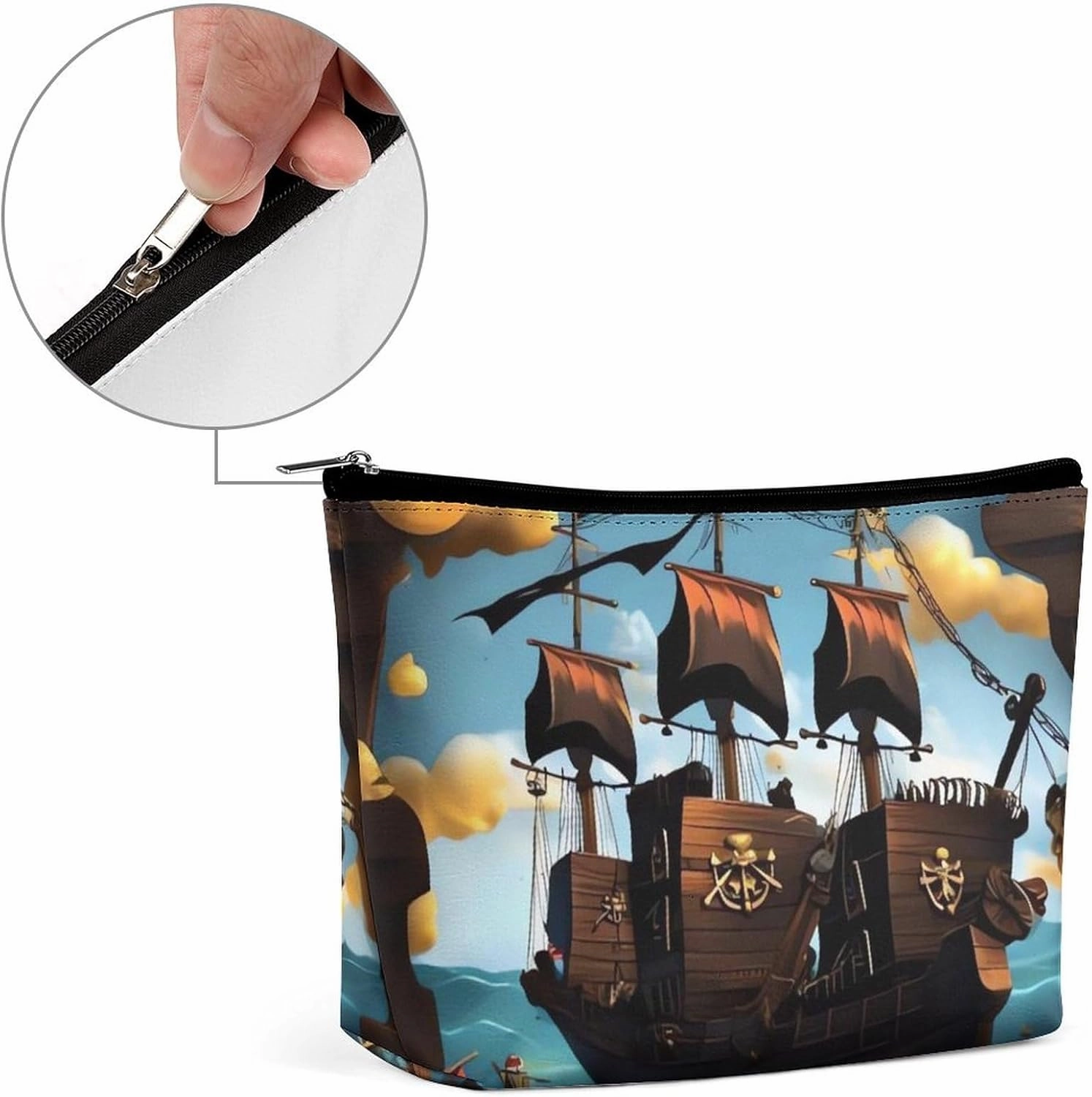Portable Small Cosmetic Bag Cute Travel Makeup Bag Cartoon Ship Waterproof Toiletry Bag for Women