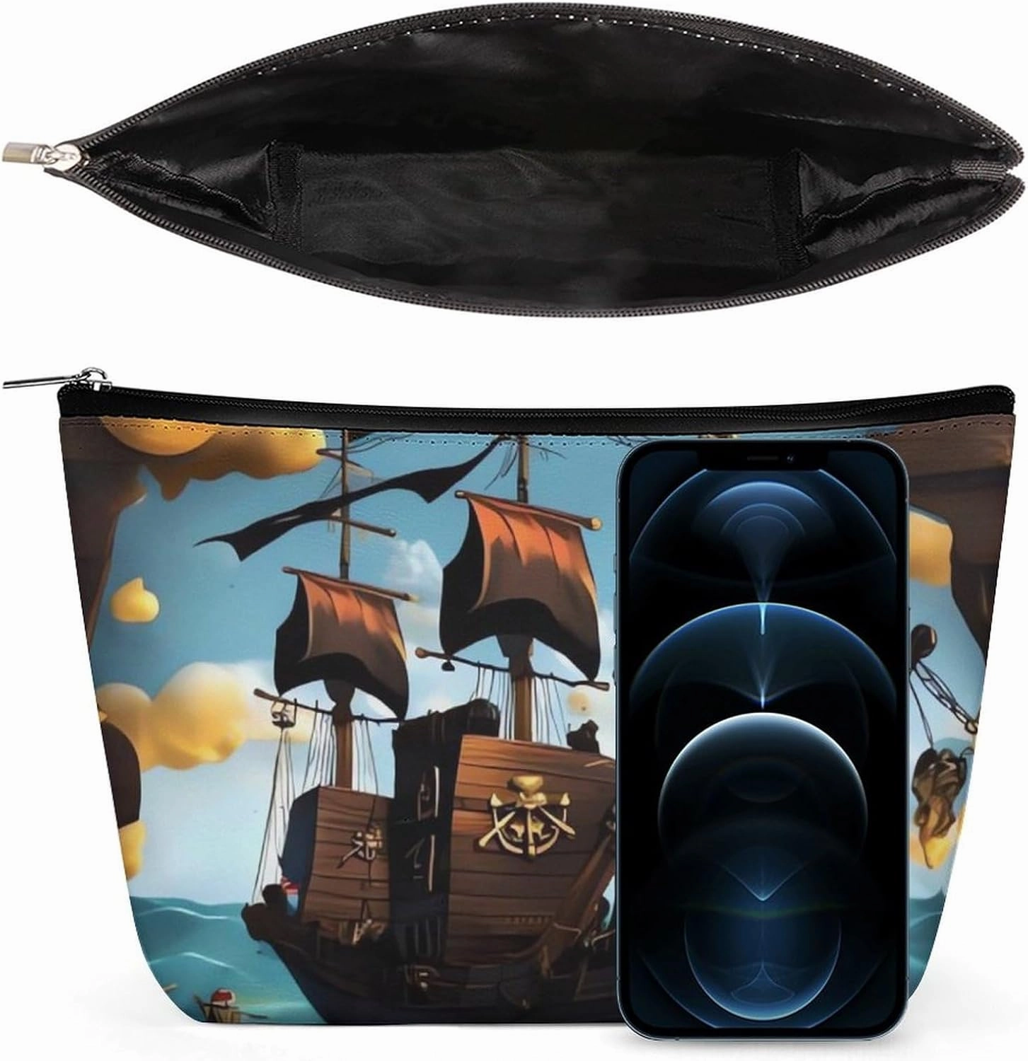 Portable Small Cosmetic Bag Cute Travel Makeup Bag Cartoon Ship Waterproof Toiletry Bag for Women