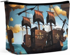 Portable Small Cosmetic Bag Cute Travel Makeup Bag Cartoon Ship Waterproof Toiletry Bag for Women