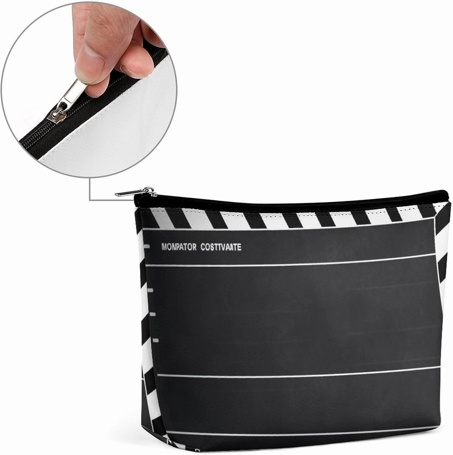 Portable Small Cosmetic Bag Cute Travel Makeup Bag Classic Movie Clapboard Black Waterproof Toiletry Bag for Women