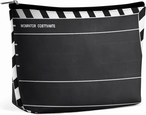 Portable Small Cosmetic Bag Cute Travel Makeup Bag Classic Movie Clapboard Black Waterproof Toiletry Bag for Women