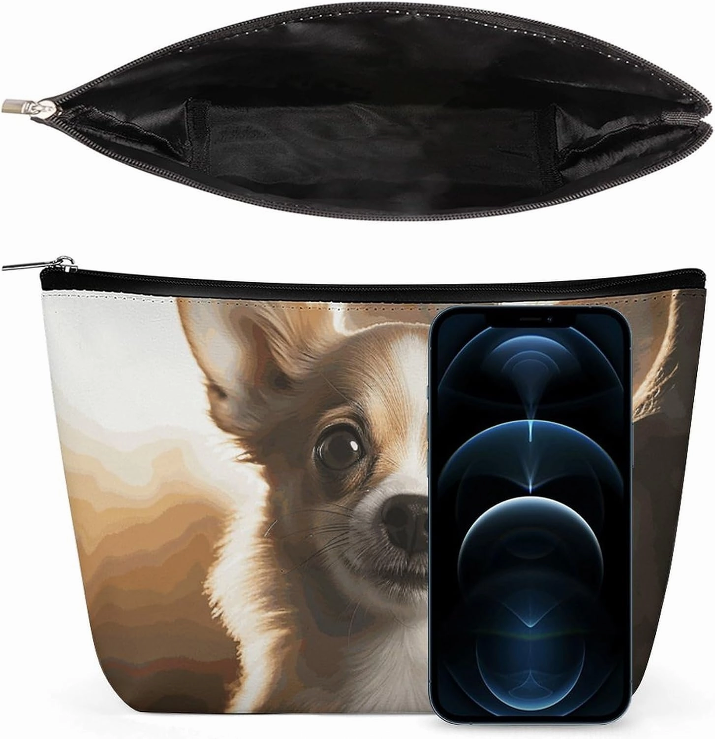 Portable Small Cosmetic Bag Cute Travel Makeup Bag Cute Chihuahua Waterproof Toiletry Bag for Women