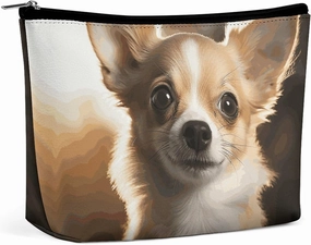 Portable Small Cosmetic Bag Cute Travel Makeup Bag Cute Chihuahua Waterproof Toiletry Bag for Women