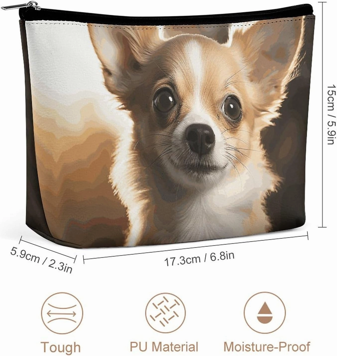 Portable Small Cosmetic Bag Cute Travel Makeup Bag Cute Chihuahua Waterproof Toiletry Bag for Women