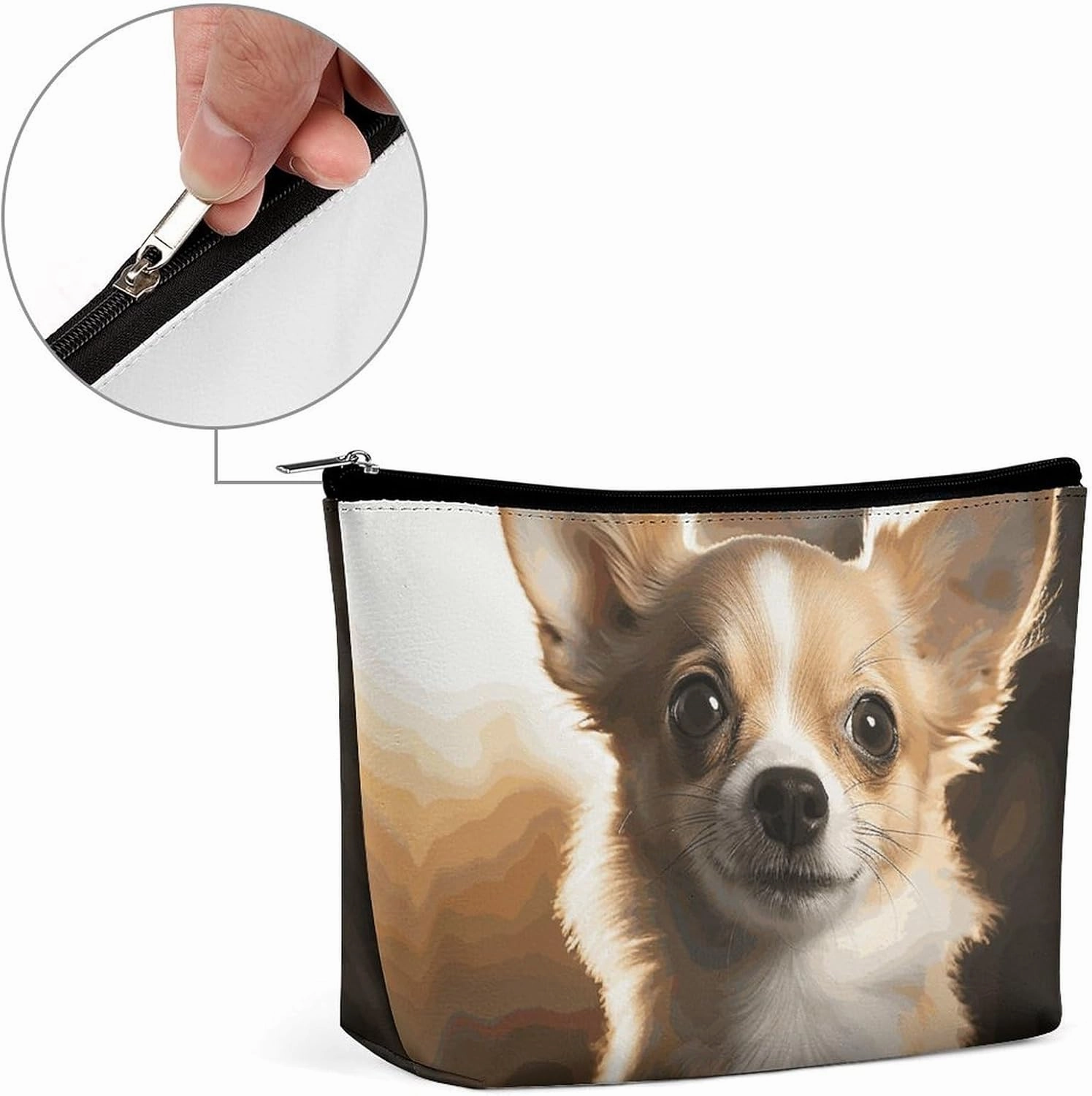 Portable Small Cosmetic Bag Cute Travel Makeup Bag Cute Chihuahua Waterproof Toiletry Bag for Women