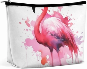 Portable Small Cosmetic Bag Cute Travel Makeup Bag Flamingo Watercolor Waterproof Toiletry Bag for Women