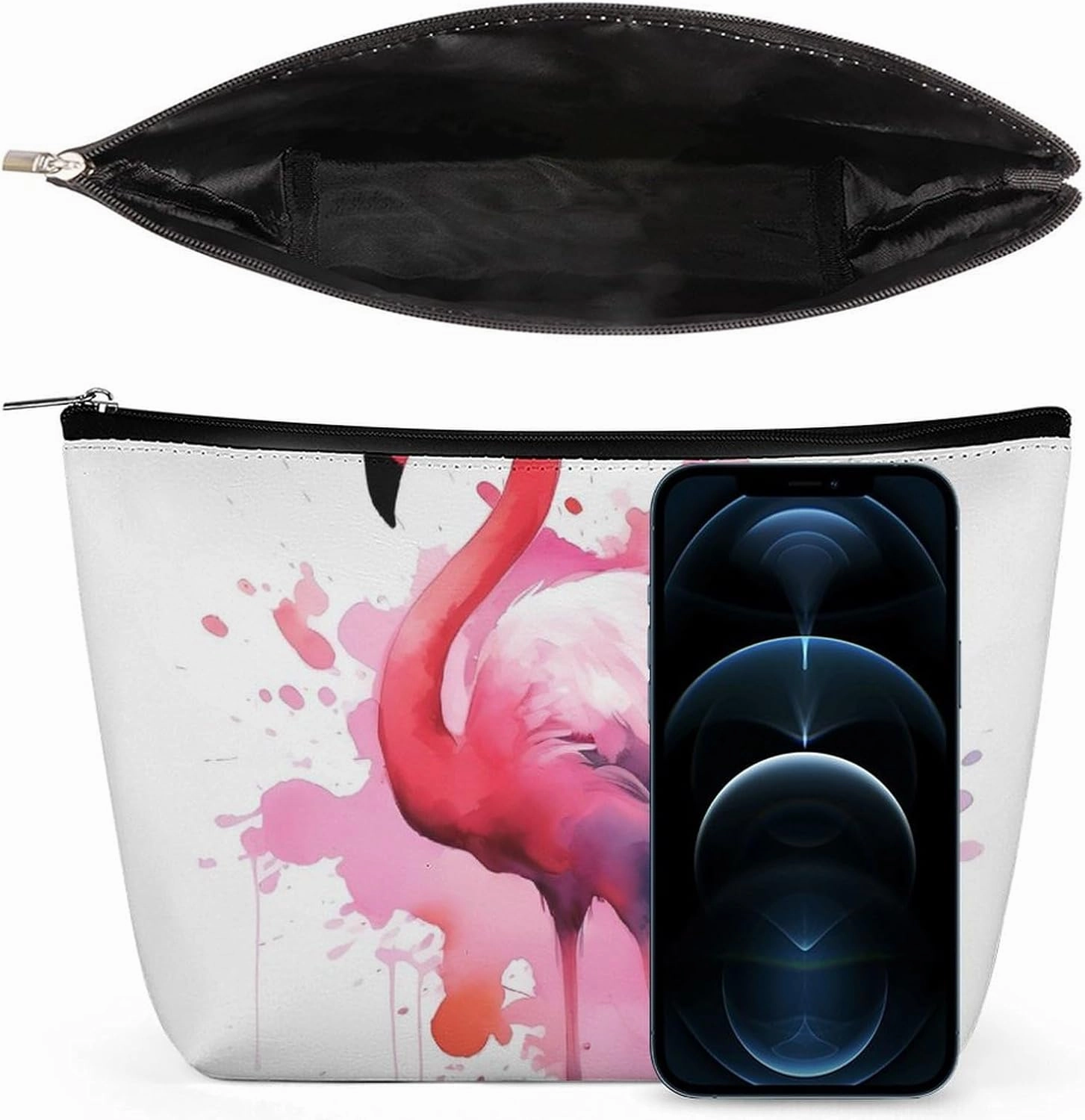 Portable Small Cosmetic Bag Cute Travel Makeup Bag Flamingo Watercolor Waterproof Toiletry Bag for Women