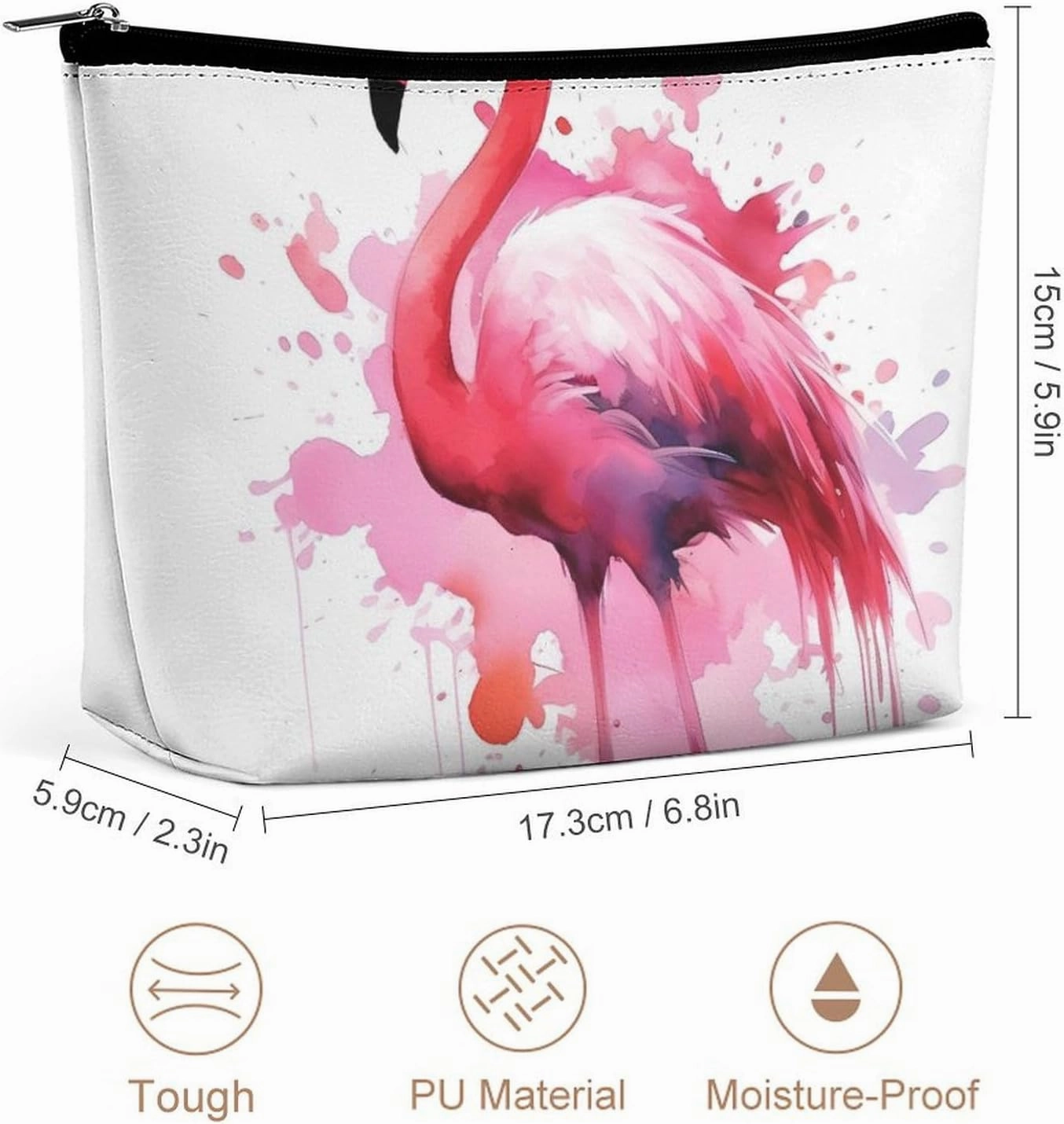 Portable Small Cosmetic Bag Cute Travel Makeup Bag Flamingo Watercolor Waterproof Toiletry Bag for Women