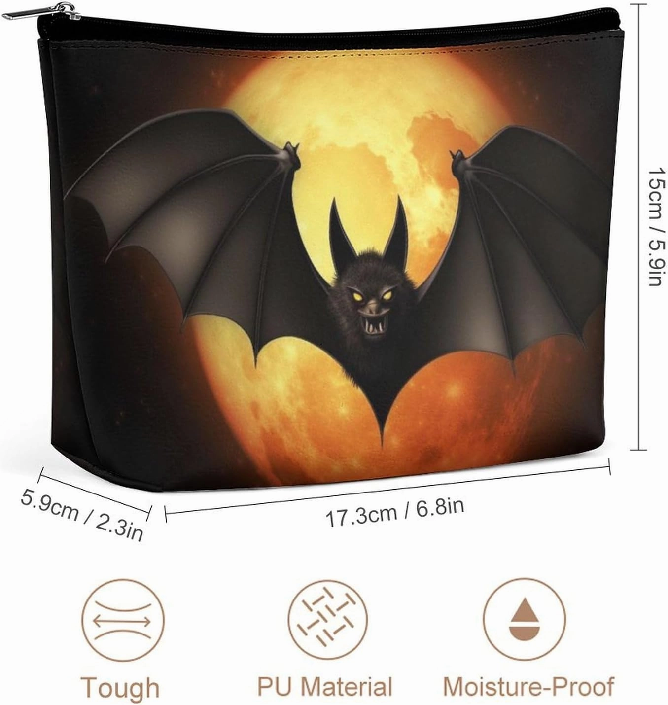 Portable Small Cosmetic Bag Cute Travel Makeup Bag Halloween Bat Waterproof Toiletry Bag for Women
