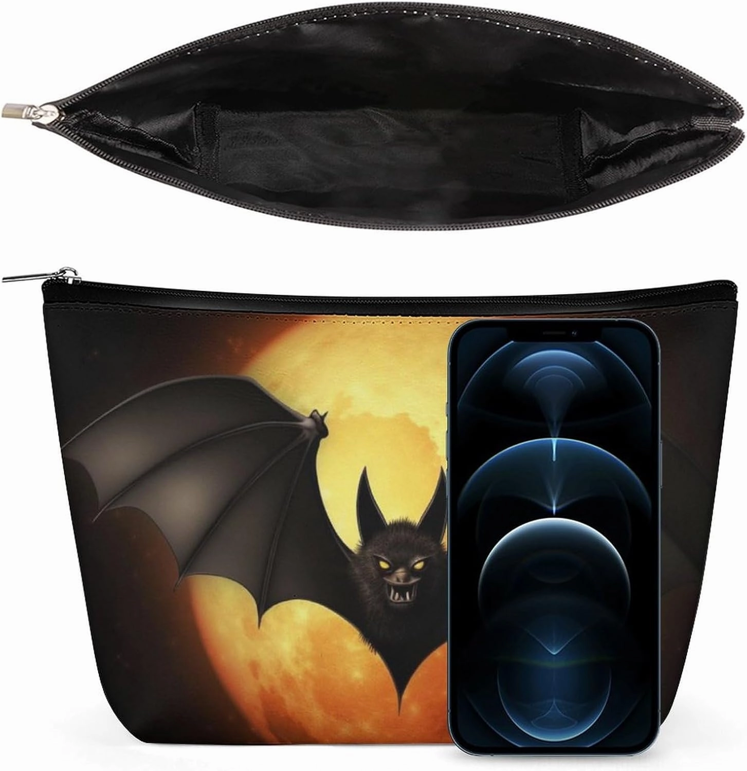 Portable Small Cosmetic Bag Cute Travel Makeup Bag Halloween Bat Waterproof Toiletry Bag for Women