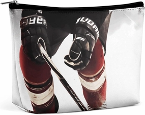 Portable Small Cosmetic Bag Cute Travel Makeup Bag Ice Hockey Pattern Waterproof Toiletry Bag for Women