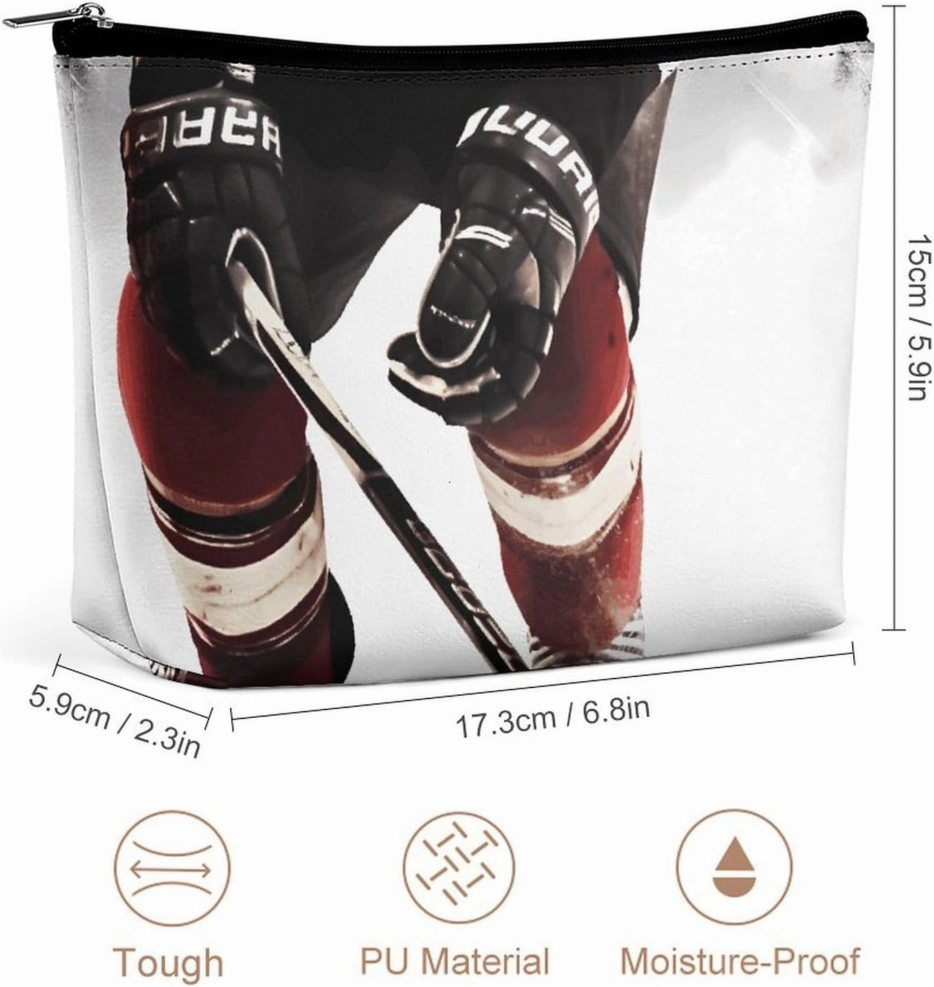 Portable Small Cosmetic Bag Cute Travel Makeup Bag Ice Hockey Pattern Waterproof Toiletry Bag for Women