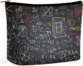 Portable Small Cosmetic Bag Cute Travel Makeup Bag Mathematics And Physics Waterproof Toiletry Bag for Women