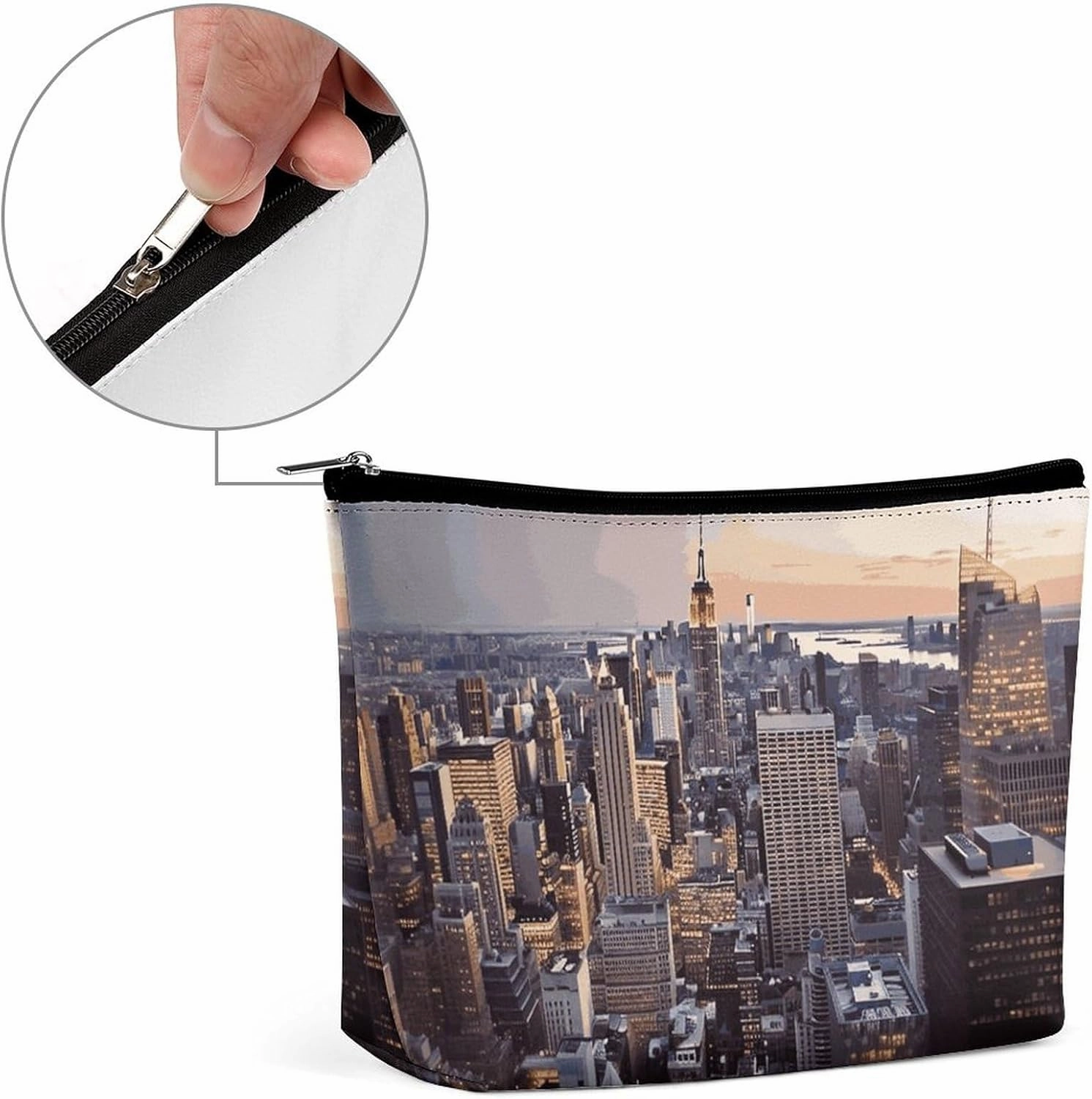 Portable Small Cosmetic Bag Cute Travel Makeup Bag New York City Waterproof Toiletry Bag for Women
