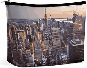 Portable Small Cosmetic Bag Cute Travel Makeup Bag New York City Waterproof Toiletry Bag for Women