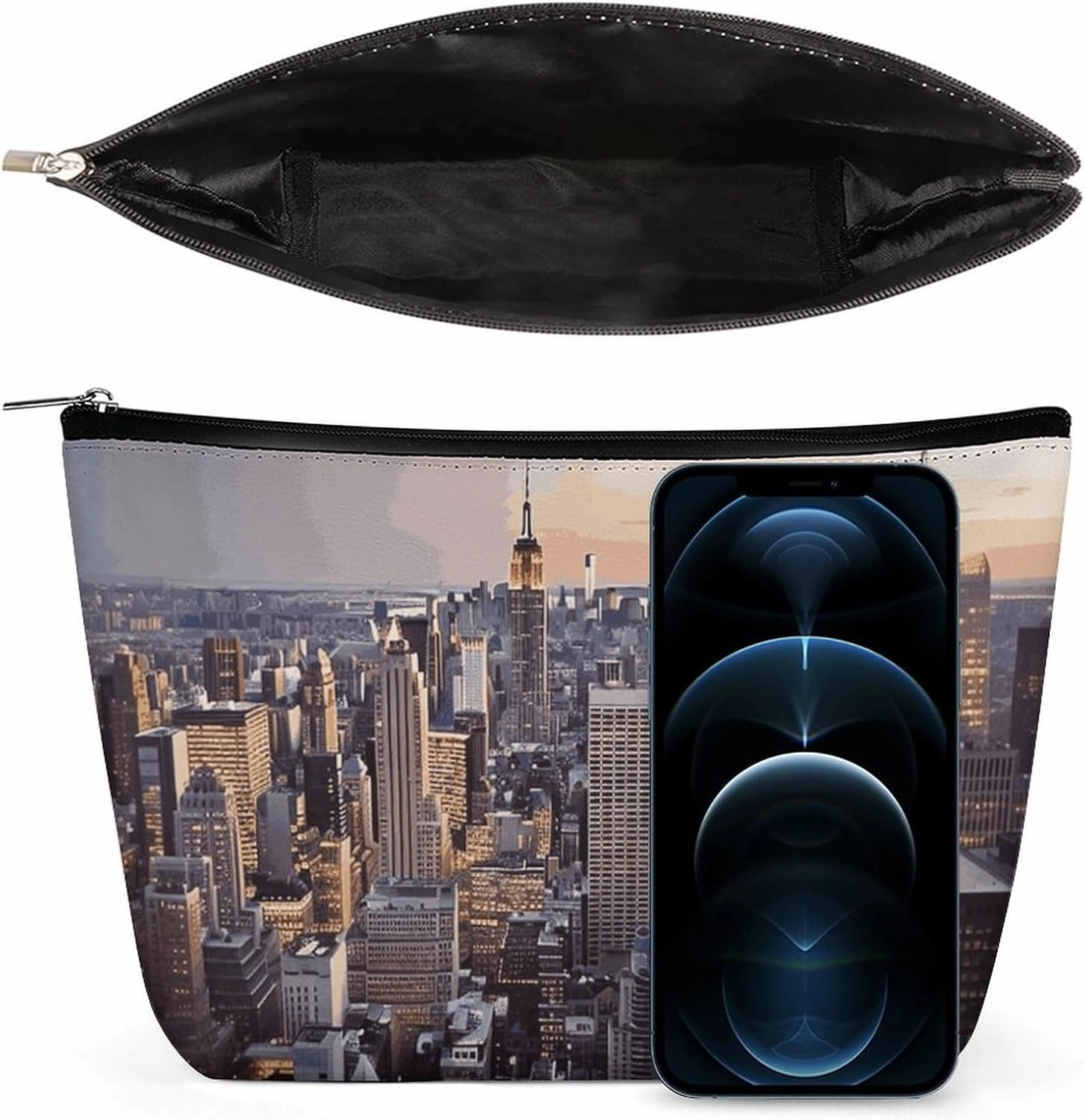 Portable Small Cosmetic Bag Cute Travel Makeup Bag New York City Waterproof Toiletry Bag for Women