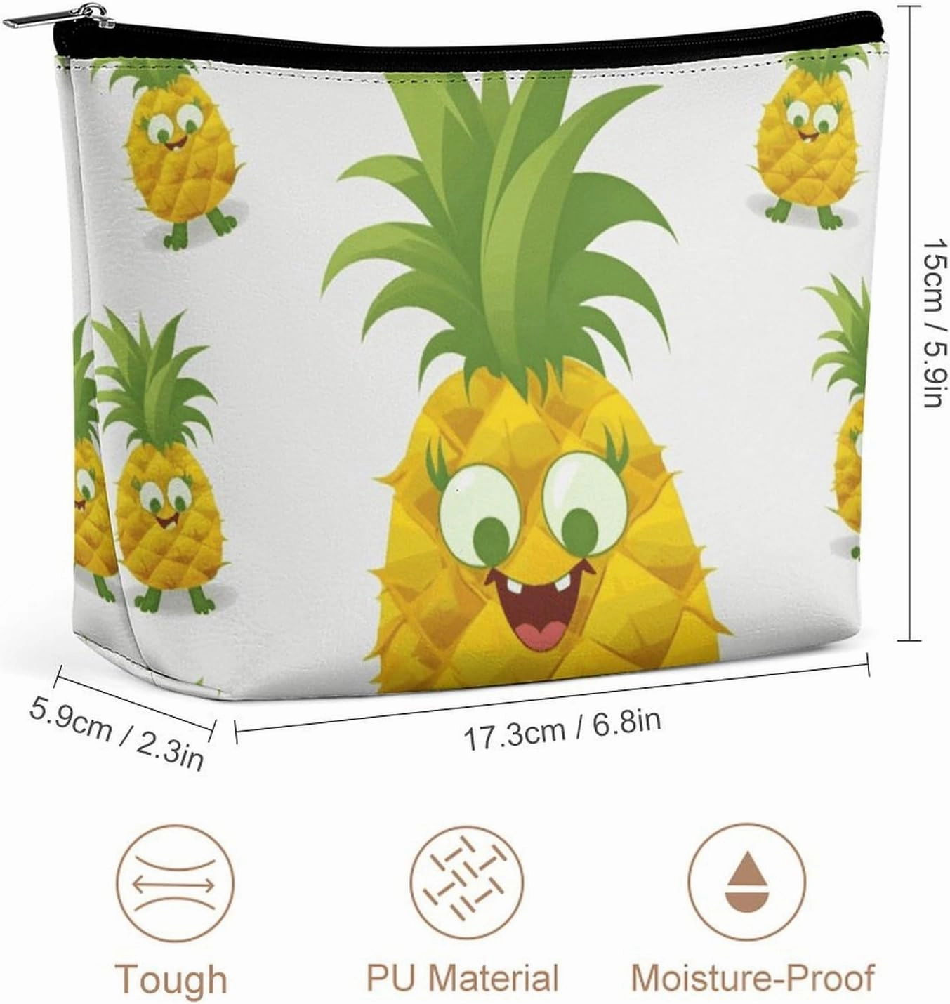 Portable Small Cosmetic Bag Cute Travel Makeup Bag Pineapple Waterproof Toiletry Bag for Women