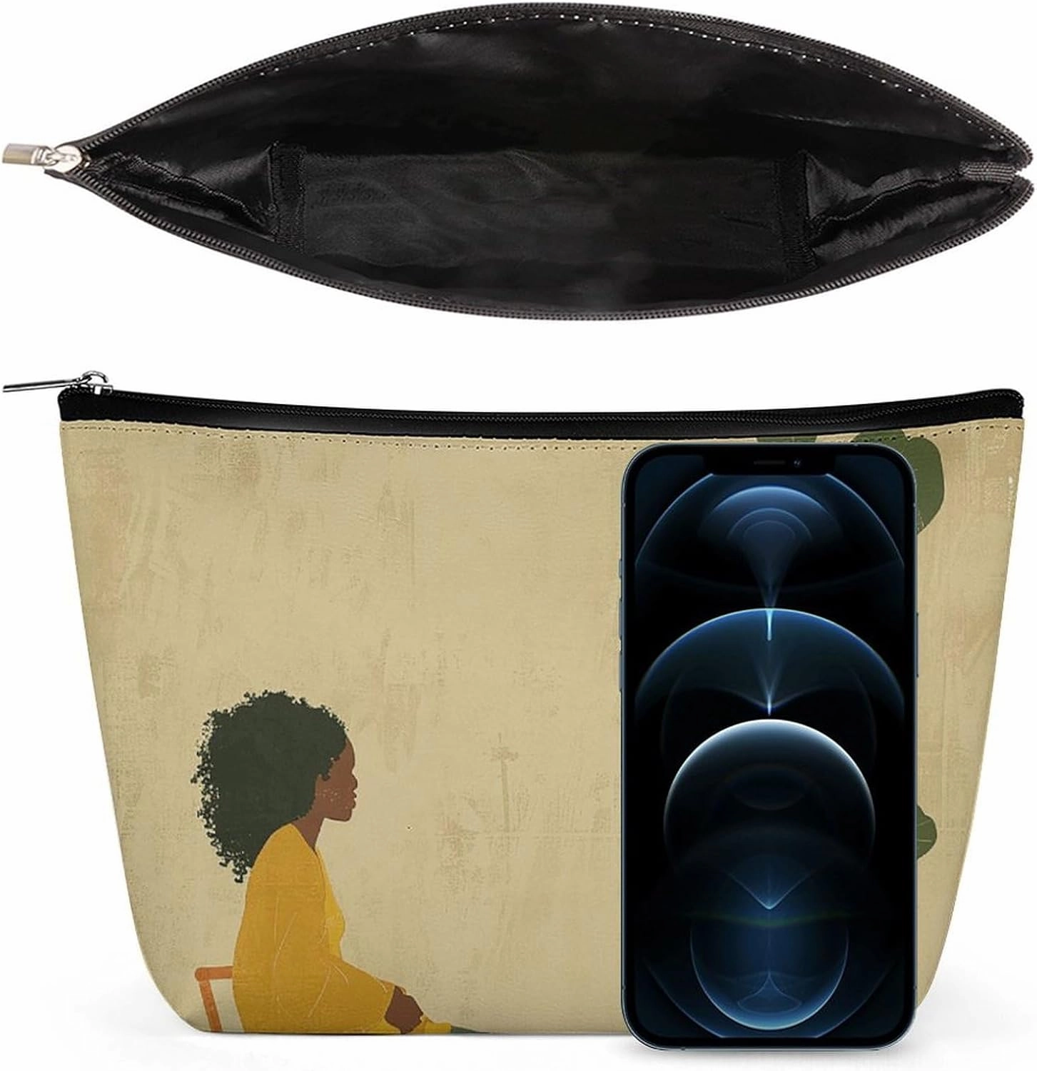 Portable Small Cosmetic Bag Cute Travel Makeup Bag Potted Plant And Woman Waterproof Toiletry Bag for Women