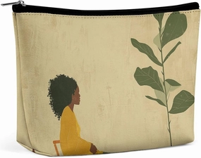 Portable Small Cosmetic Bag Cute Travel Makeup Bag Potted Plant And Woman Waterproof Toiletry Bag for Women