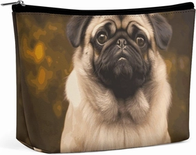 Portable Small Cosmetic Bag Cute Travel Makeup Bag Pug Dog Waterproof Toiletry Bag for Women