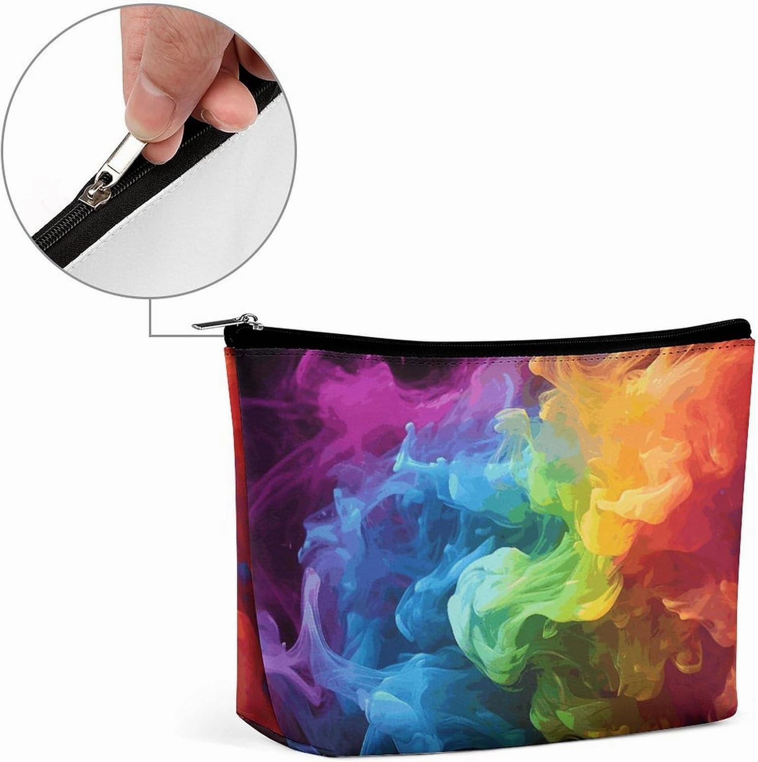 Portable Small Cosmetic Bag Cute Travel Makeup Bag Rainbow Smoke Waterproof Toiletry Bag for Women