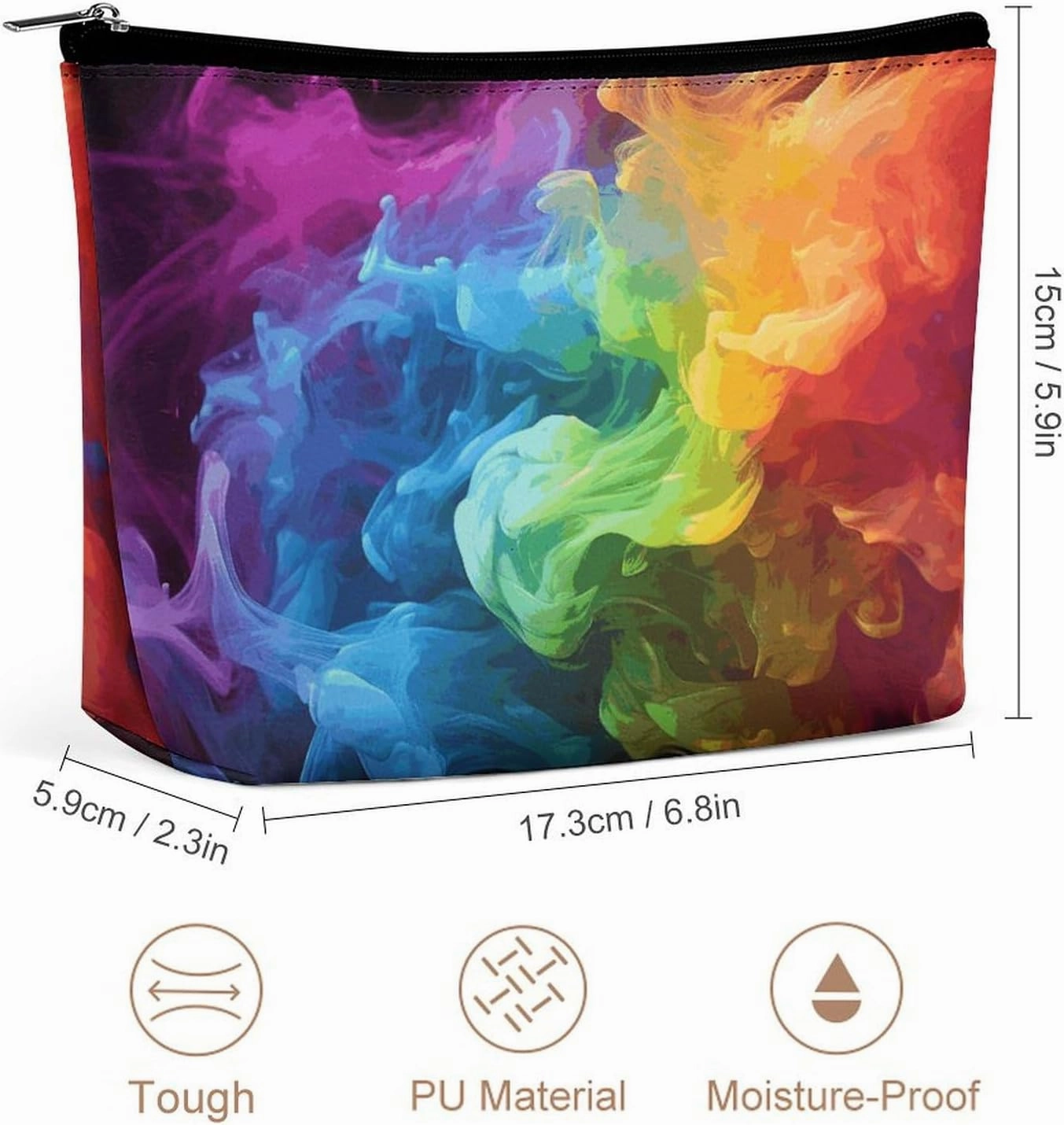 Portable Small Cosmetic Bag Cute Travel Makeup Bag Rainbow Smoke Waterproof Toiletry Bag for Women