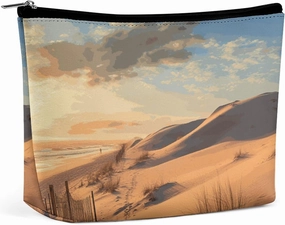 Portable Small Cosmetic Bag Cute Travel Makeup Bag Sand Dunes Waterproof Toiletry Bag for Women