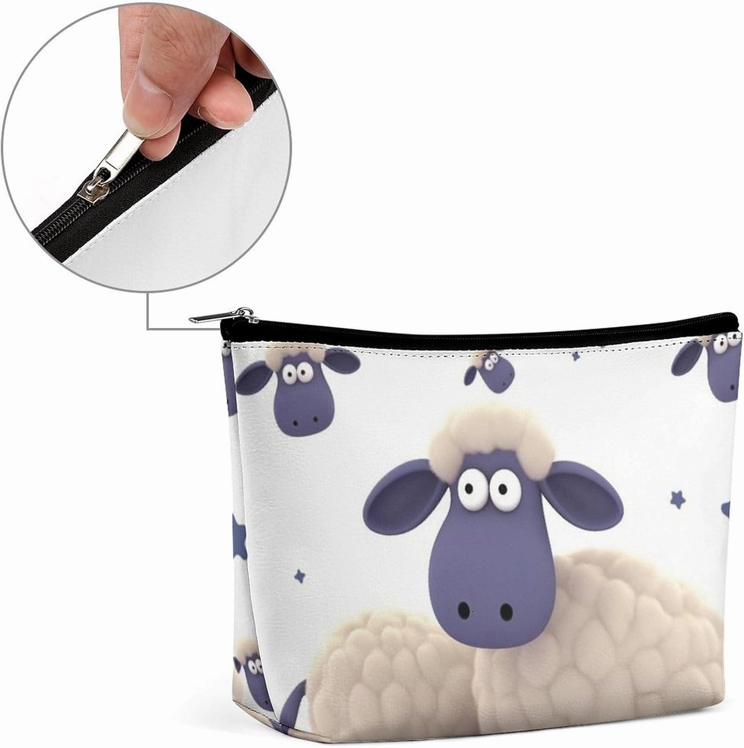 Portable Small Cosmetic Bag Cute Travel Makeup Bag Sheep Waterproof Toiletry Bag for Women