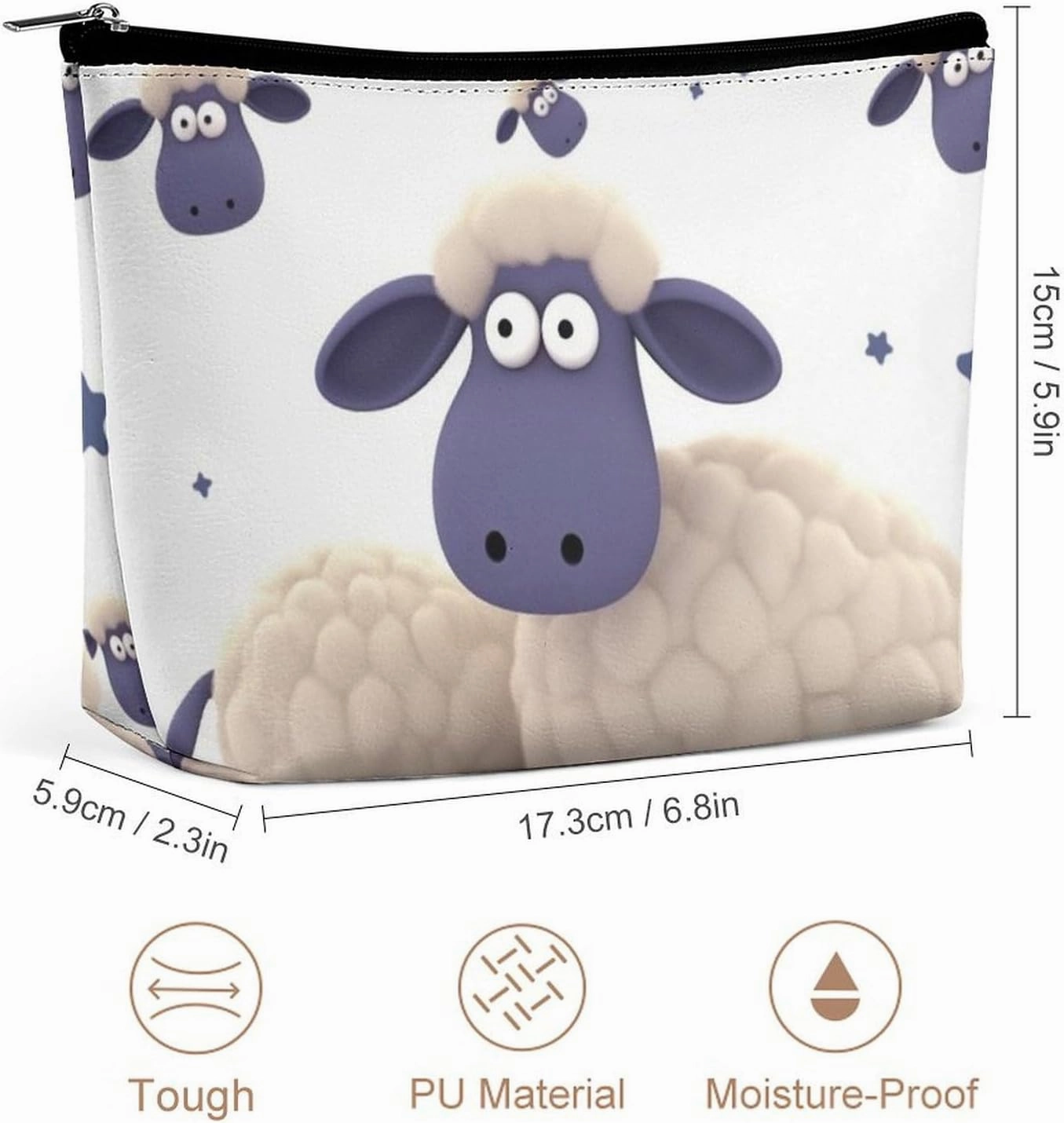Portable Small Cosmetic Bag Cute Travel Makeup Bag Sheep Waterproof Toiletry Bag for Women